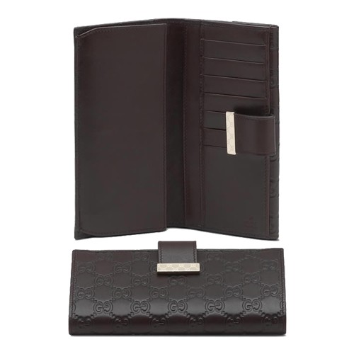 Chocolat Gucci Continental Porte-Monnaie Avec Le Détail Des Moti